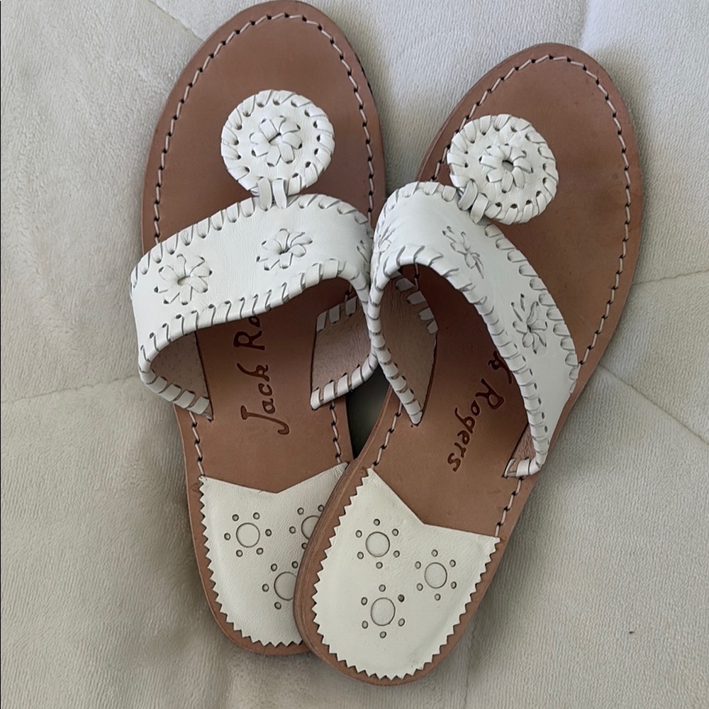Jack Rogers White and Brown Sandals Classic Design size 6.5